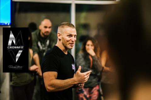 Chris motivating the members during our Friday Night Lights event for the CrossFit Open.